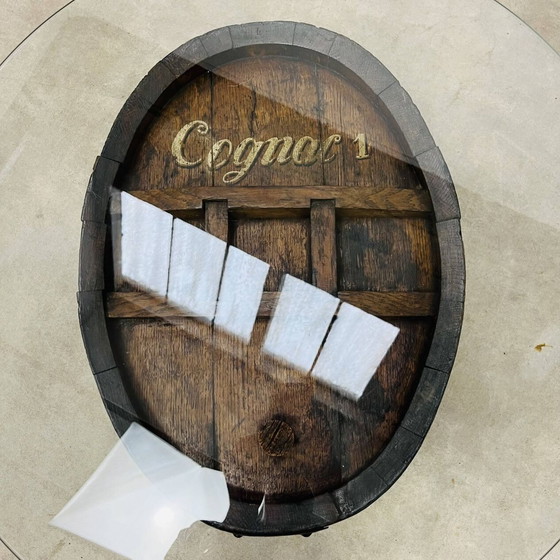Image 1 of Cognac salontafel met hout en glas