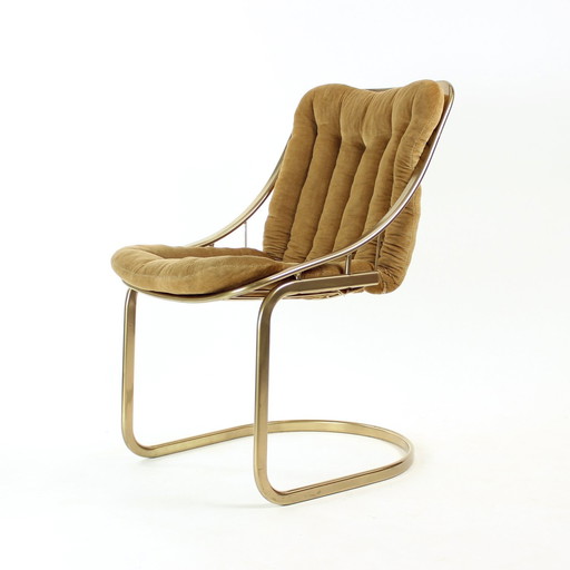 Italiaanse Vintage metalen stoelen in goud, Italië 1970