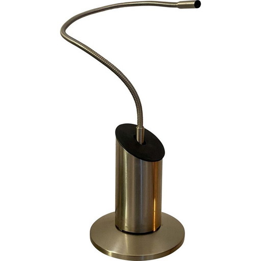 Vintage zed lamp in geborsteld staal van Tommaso Cimini en Walter Monici, 1980