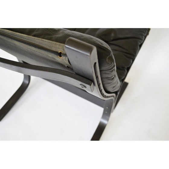Image 1 of Paar vintage zwart lederen Siesta fauteuils van Ingmar Relling voor Westnofa, Noorwegen 1960