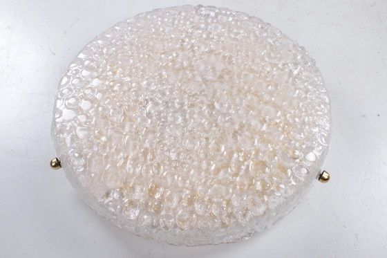 Image 1 of Vintage plaffonniere gemaakt van Bubble glas en messing. 1960