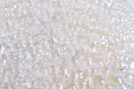 Image 1 of Vintage plaffonniere gemaakt van Bubble glas en messing. 1960