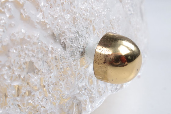 Image 1 of Vintage plaffonniere gemaakt van Bubble glas en messing. 1960