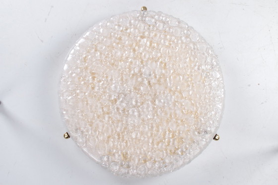 Image 1 of Vintage plaffonniere gemaakt van Bubble glas en messing. 1960
