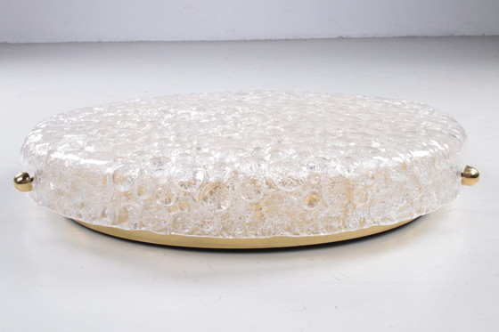 Image 1 of Vintage plaffonniere gemaakt van Bubble glas en messing. 1960