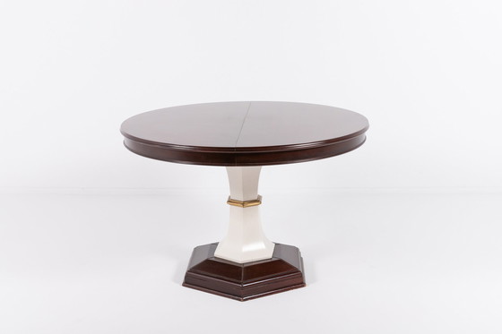 Image 1 of Italiaanse Mid Century Modern uittrekbare ronde tafel door Carlo de Carli, 1950