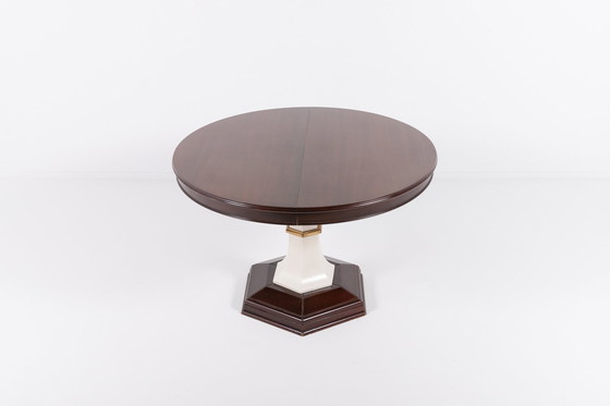 Image 1 of Italiaanse Mid Century Modern uittrekbare ronde tafel door Carlo de Carli, 1950