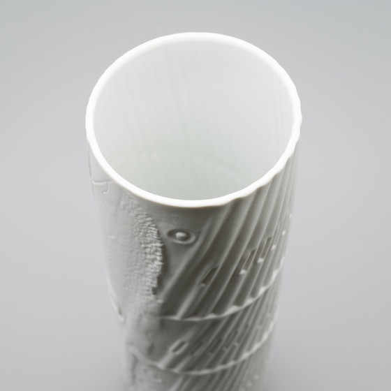 Image 1 of Werner Schreib Bamboe Reliëf Rosenthal Studio Line Bisque Porseleinen Vaas Duo Xl