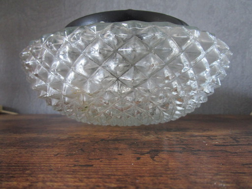 Vintage Retro Mid-Century Glazen Plafondlamp Plafonnière