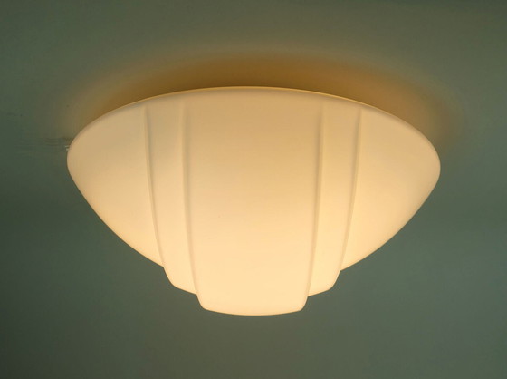 Image 1 of putzler FLUSH MOUNT plafondlamp wit glas satijn 1970-1980