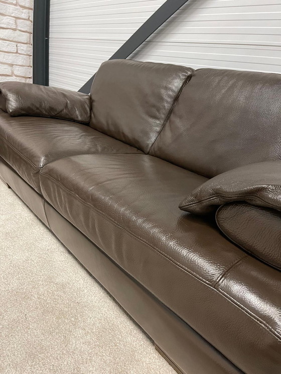 Image 1 of Natuzzi Bruine Echt Leder 3 + 2.5 Zitsbank