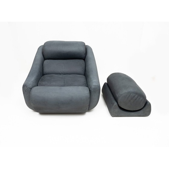 Image 1 of Vintage fauteuil met leren voetenbank, 1970