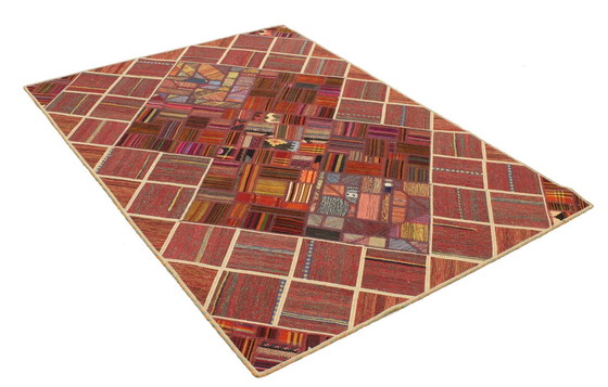 Image 1 of Origineel handgeknoopt Perzisch tapijt Kelim Patchwork Design 197 X 138 Cm Topconditie