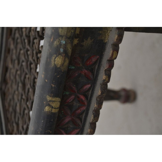 Image 1 of Vintage houten en metalen salontafel, India 1940