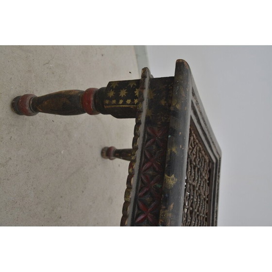 Image 1 of Vintage houten en metalen salontafel, India 1940