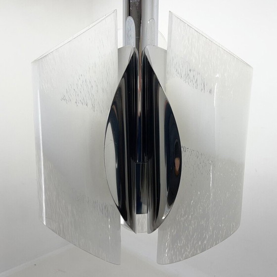 Image 1 of Vintage kroonluchter van chroom en Murano glas, Italië 1970