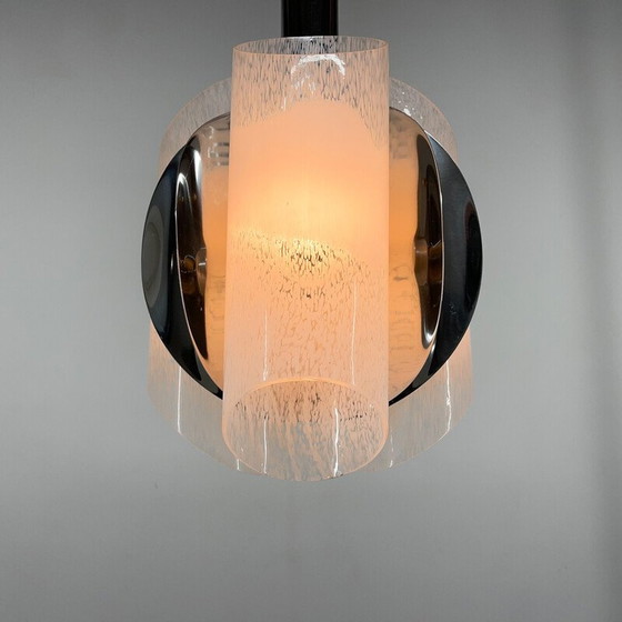Image 1 of Vintage kroonluchter van chroom en Murano glas, Italië 1970