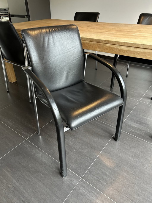 4X Leolux Cimaronne Stoelen Zwart