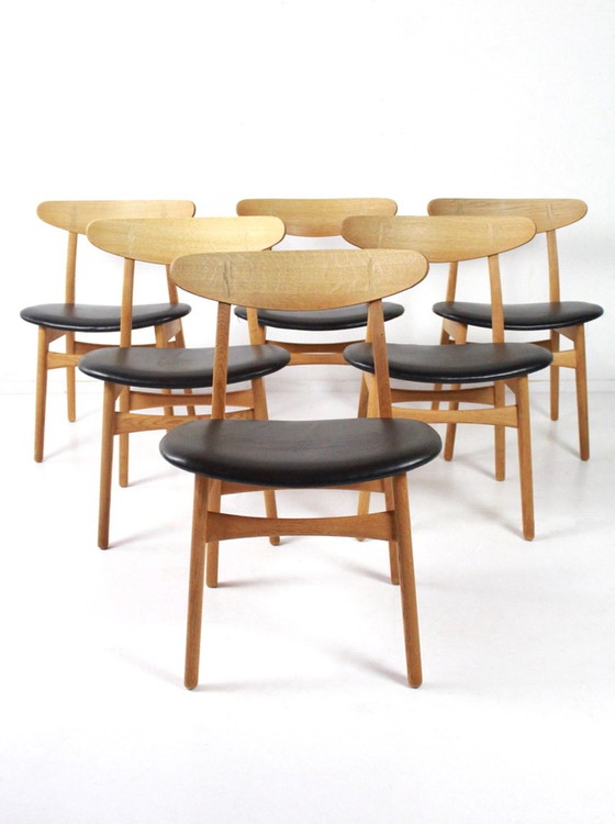 Image 1 of 6x Carl Hansen & Son CH30 stoelen van Hans Wegner