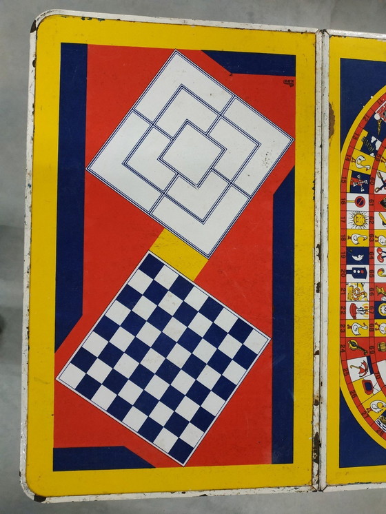 Image 1 of Unieke Vintage Draagbare Gametafel Spaans/Engels 