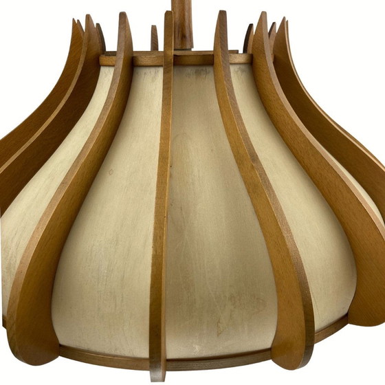 Image 1 of Space Age Ufo Teak en Linnen Hanglamp