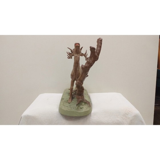 Image 1 of Vintage metalen herten sculptuur, Tsjecho-Slowakije 1950