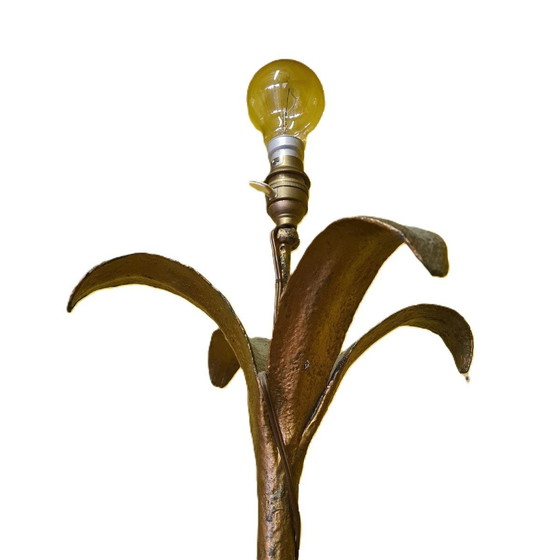 Image 1 of Vintage Franse Goudkleurige Smeedijzeren Vloerlamp