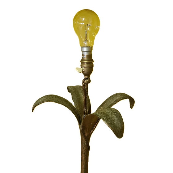 Image 1 of Vintage Franse Goudkleurige Smeedijzeren Vloerlamp