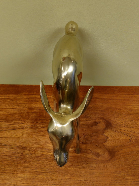 Image 1 of Groot Vintage Messing Bambi Hert Beeld 