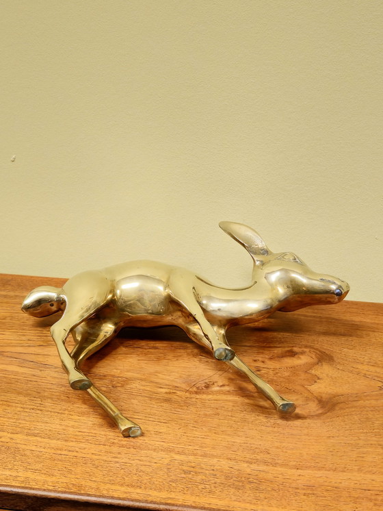 Image 1 of Groot Vintage Messing Bambi Hert Beeld 
