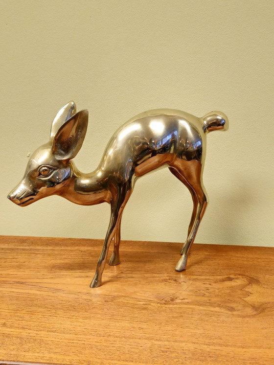 Image 1 of Groot Vintage Messing Bambi Hert Beeld 