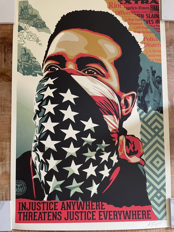 Image 1 of Shepard Fairey (Obey), Americat Riot, gesigneerd en gedateerd door kunstenaar