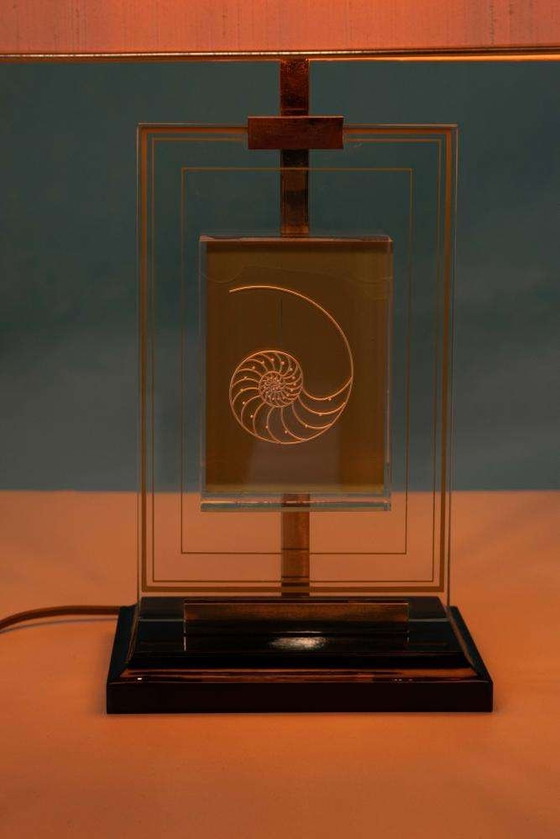 Image 1 of Vintage Giraudon Nautilus tafellamp 70s, hotel chic lamp