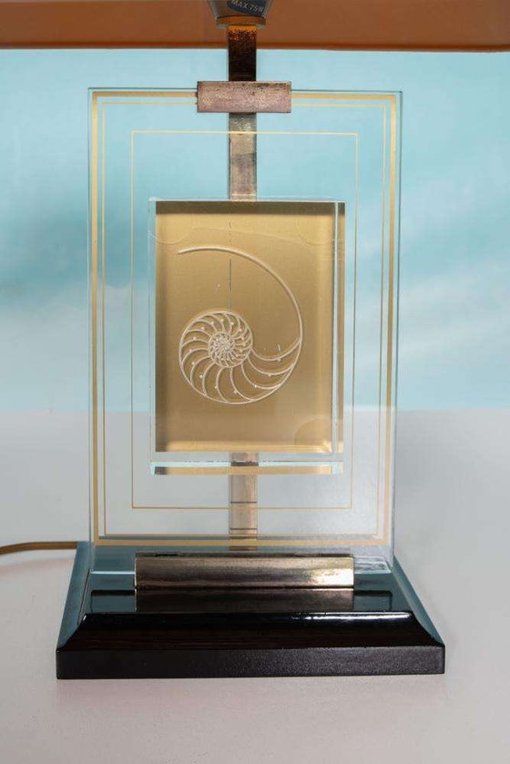 Image 1 of Vintage Giraudon Nautilus tafellamp 70s, hotel chic lamp