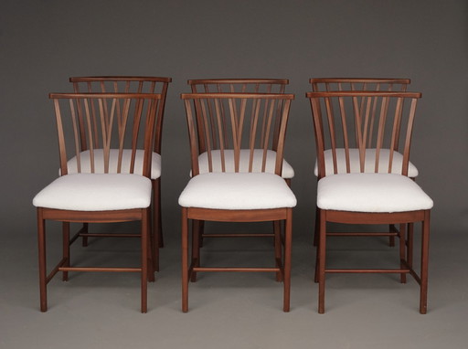 Mahoniehouten eetkamerstoelen van Elmar Berkovich voor Zijlstra, 1950. Set van 6