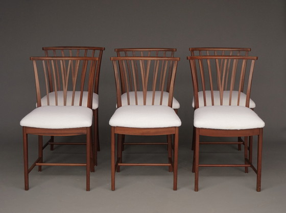 Image 1 of Mahoniehouten eetkamerstoelen van Elmar Berkovich voor Zijlstra, 1950. Set van 6