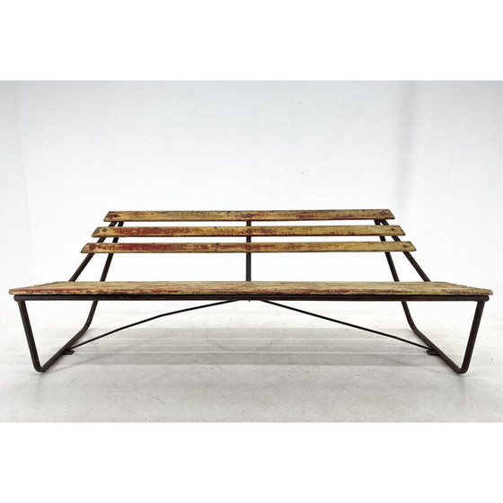 Image 1 of Vintage industriële lattenbank