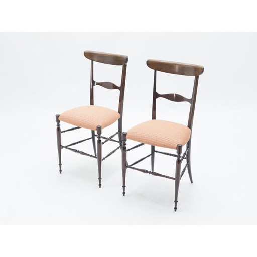 Set van 4 vintage Campanino Chiavari walnoten stoelen van Fratelli Levaggi 1950