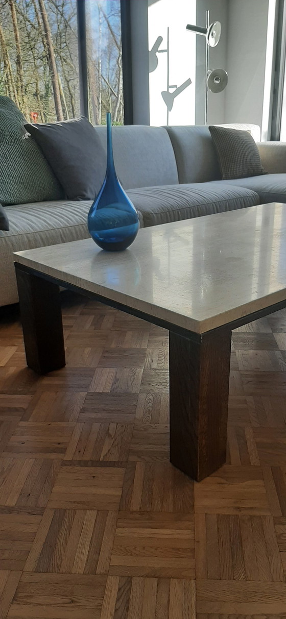 Image 1 of 2x Brutalistist vintage travertin coffee table