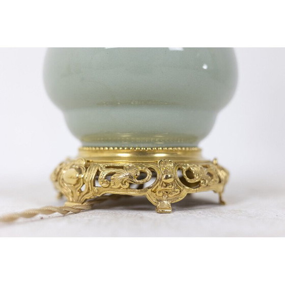 Image 1 of Paar vintage celadon porseleinen en bronzen lampen, 1880