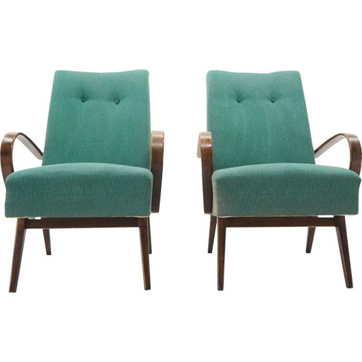 Midcentury Fauteuils van Jindřich Halabala, Tsjecho-Slowakije 1960