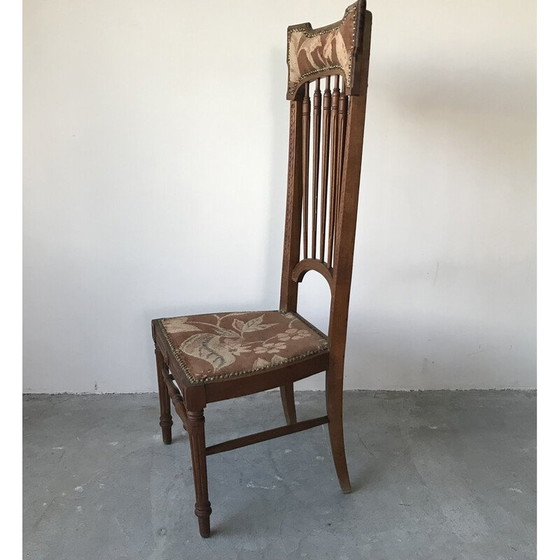 Image 1 of Vintage kinderstoel van hout en stof