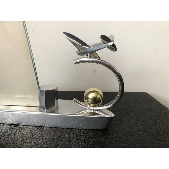 Image 1 of Vintage zwaar verchroomd metalen bureaulijst met 2 glazen