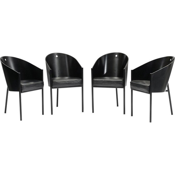 Image 1 of Set van 4 vintage zwarte Costes eetkamerstoelen van Philippe Starck voor Driade, jaren 1980