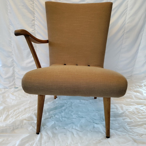 Image 1 of G.J. Van Os fauteuil, jaren '50, opnieuw gestoffeerd