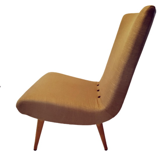 Image 1 of G.J. Van Os fauteuil, jaren '50, opnieuw gestoffeerd