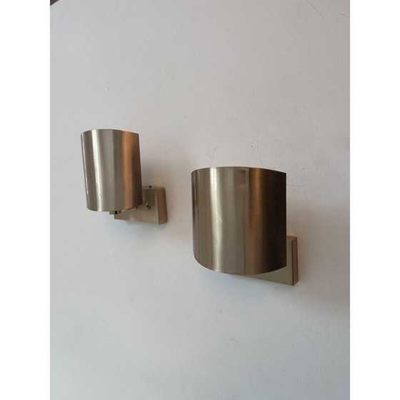 Image 1 of Paar vintage messing verstelbare wandlampen voor SCE, Frankrijk 1970