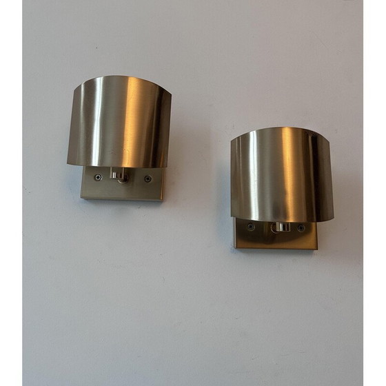 Image 1 of Paar vintage messing verstelbare wandlampen voor SCE, Frankrijk 1970