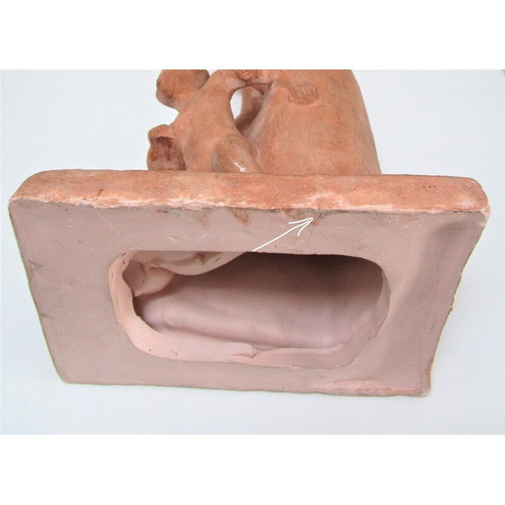 Image 1 of Vrouw en kind in vintage gips met terracotta patina, 1960