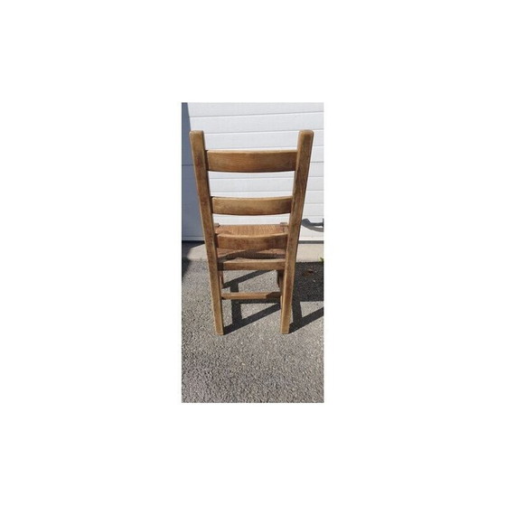 Image 1 of Set van 4 vintage houten strostoelen